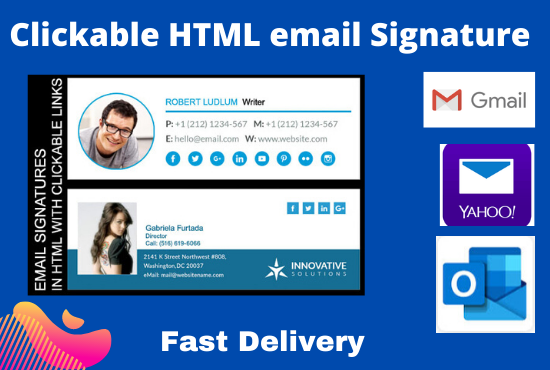 I will create HTML email signature or clickable email...