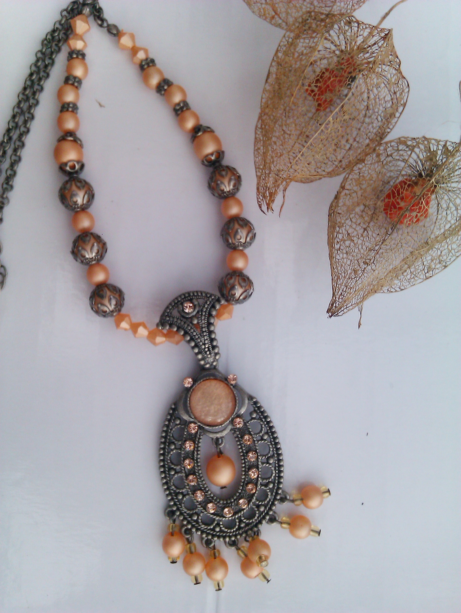 Peach ornate pendant