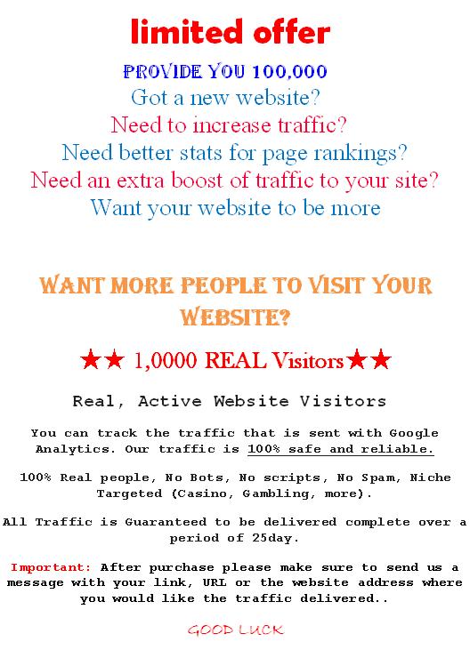 100,000 Real unique Visitors TRAFFIC to your website ...