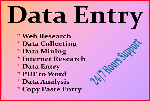 I will do web research, email finding, data entry , web scraping