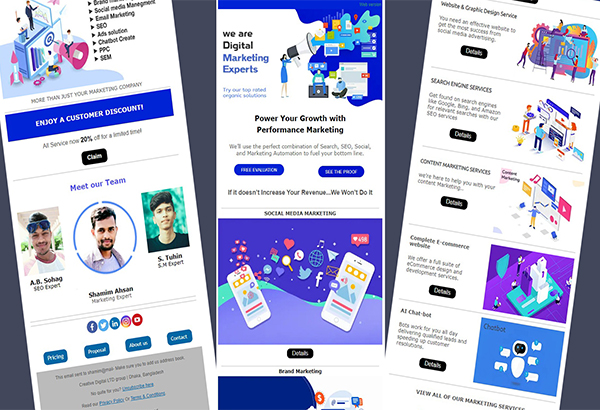 design a professional HTML email template or business newsletter