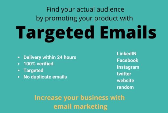 collect 1k niche targeted active email list for your business marketing
