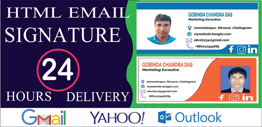 I will create clickable HTML email signature with code or an email signature 