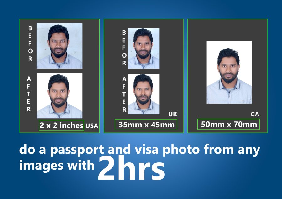 I will do passport size photo editing, retouching with photoshop 2020