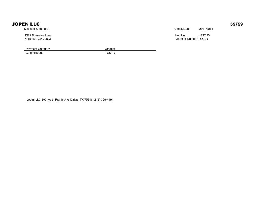Quality Novelty Pay Check Stub