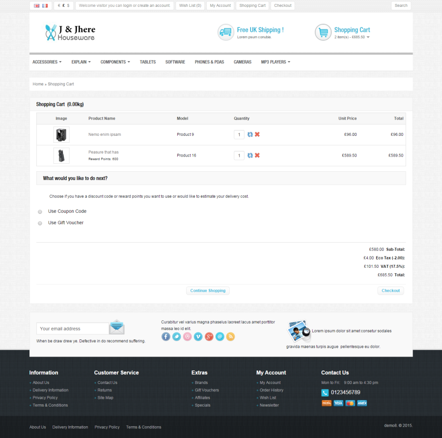 eCommerce Website Shopping Cart Site