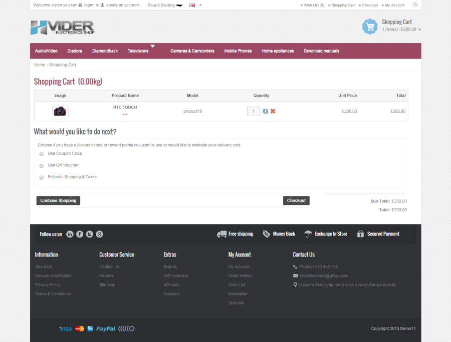 Shopping Cart website