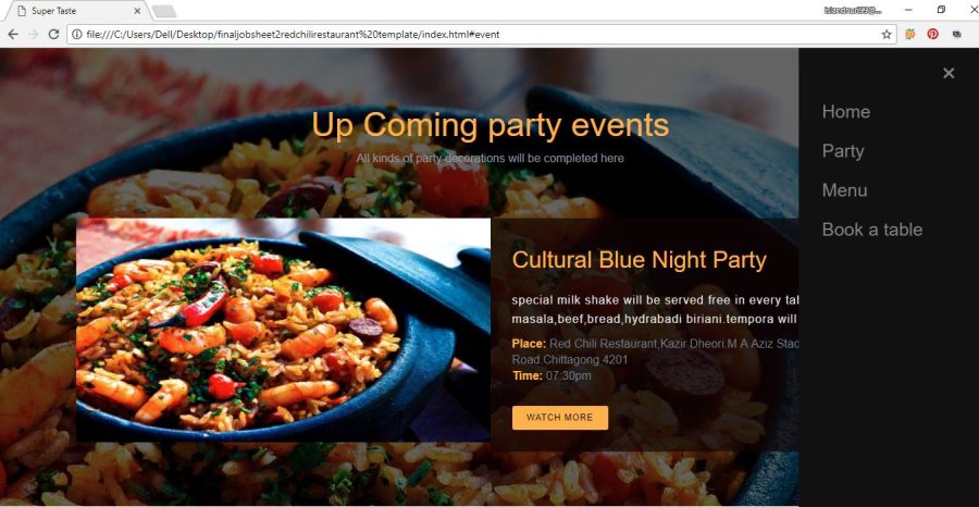  restaurant website in responsive