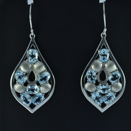 Blue Topaz Dangle Earrings Sterling Silver Earrings
