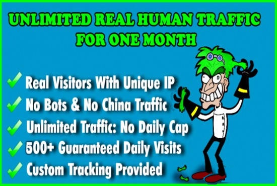  Send unlimited human traffic by google and many more to a website for 30 days