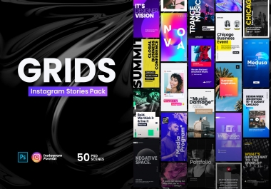 50 Instagram Stories Pack PSD Templates suitable for all social media promotions with FULL rights