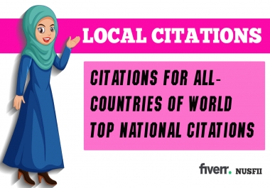 300 UK,  USA,  canada,  Australia Local Citations or Business Listing for local seo and Link buidling
