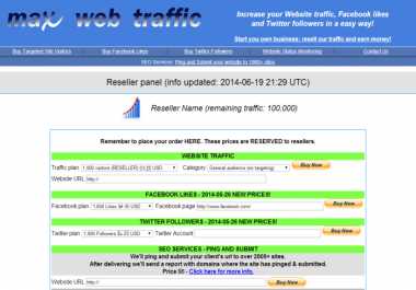 MWT Reseller panel with 100000 preloaded traffic