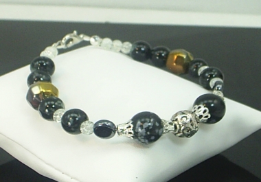 Snowflake Obsidian Gemstone Bracelet Spiritual Metaphysical Wiccan X2443