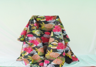 Black floral kantha Quilt