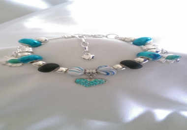 Under The Sea Blue/Silver Fish Charm Bracelet