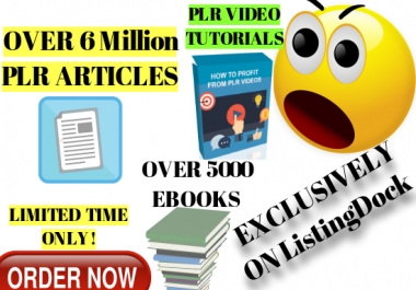 8,000,000 PLR Articles,  5000 Ebooks and PLR Video Tutorial
